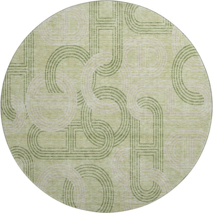 Premium Machine Washable Mayfield AMF967 Aloe 8' x 8' Round Rug