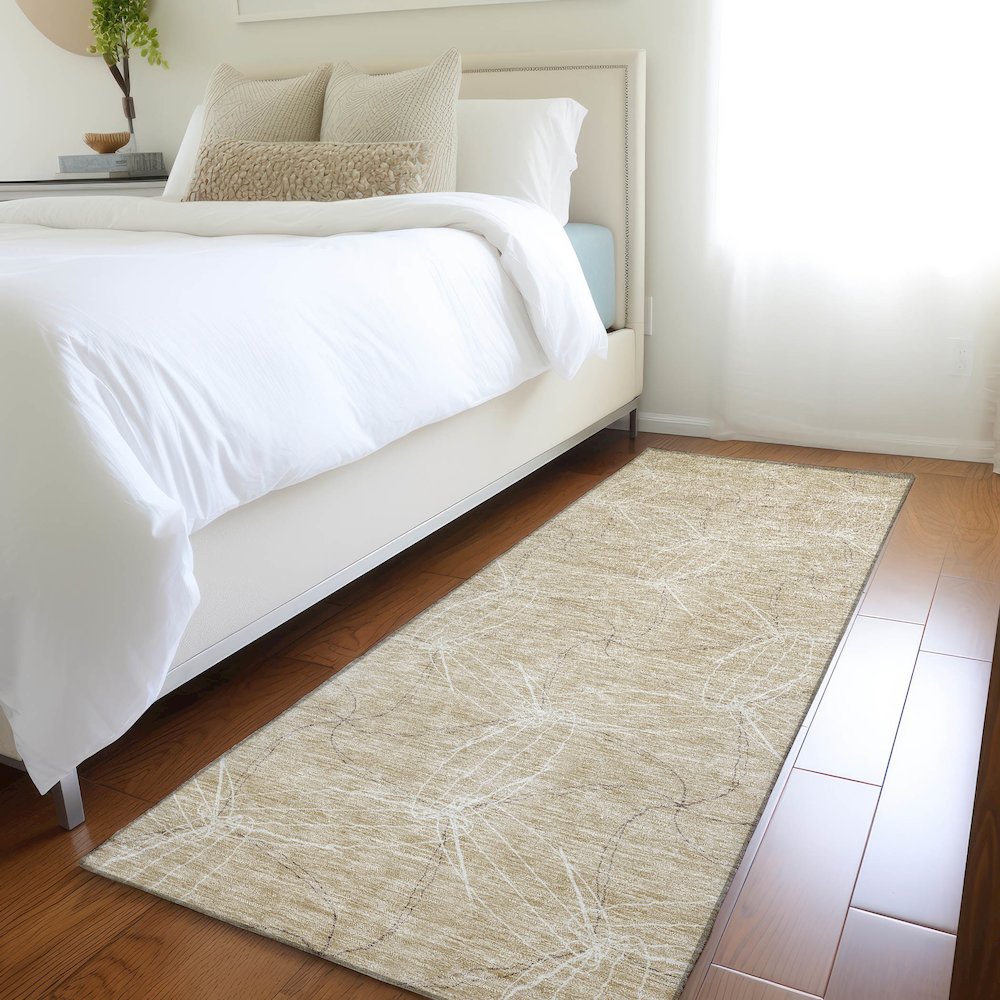 Premium Machine Washable Mayfield AMF968 Beige 2'3" x 7'6" Runner Rug