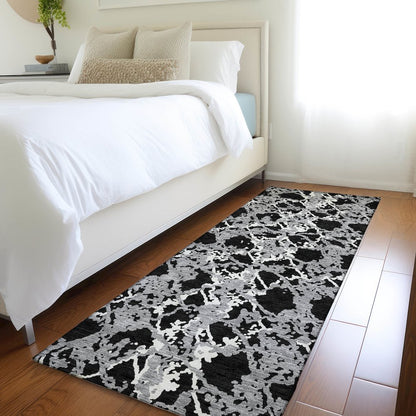 Premium Machine Washable Mayfield AMF969 Black 2'3" x 7'6" Runner Rug