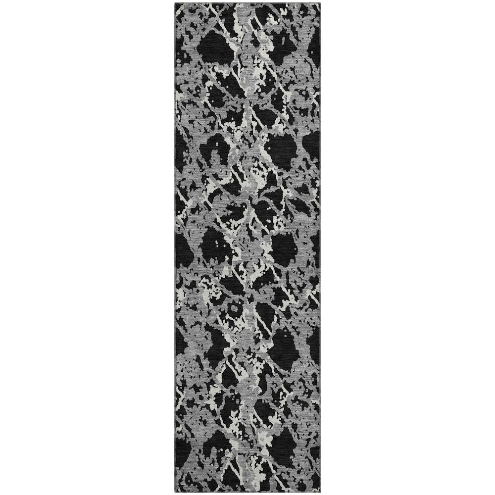 Premium Machine Washable Mayfield AMF969 Black 2'3" x 7'6" Runner Rug