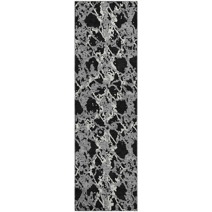 Premium Machine Washable Mayfield AMF969 Black 2'3" x 7'6" Runner Rug