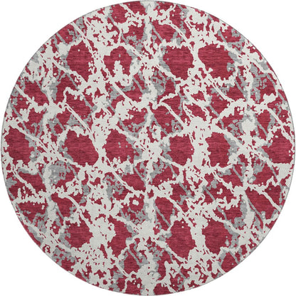 Premium Machine Washable Mayfield AMF969 Burgundy 8' x 8' Round Rug