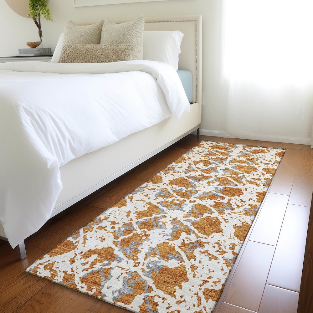 Premium Machine Washable Mayfield AMF969 Copper 2'3" x 7'6" Runner Rug