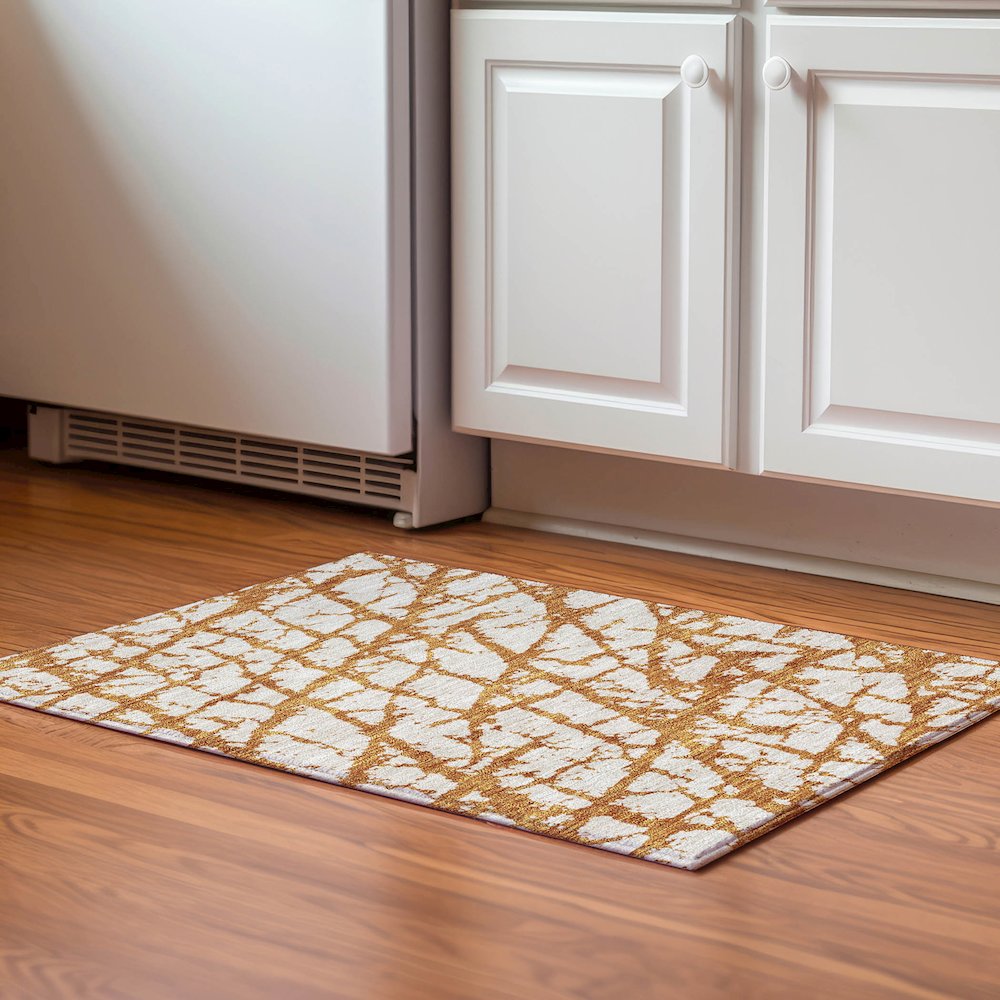 Premium Machine Washable Mayfield AMF972 Copper 1'8" x 2'6" Rug
