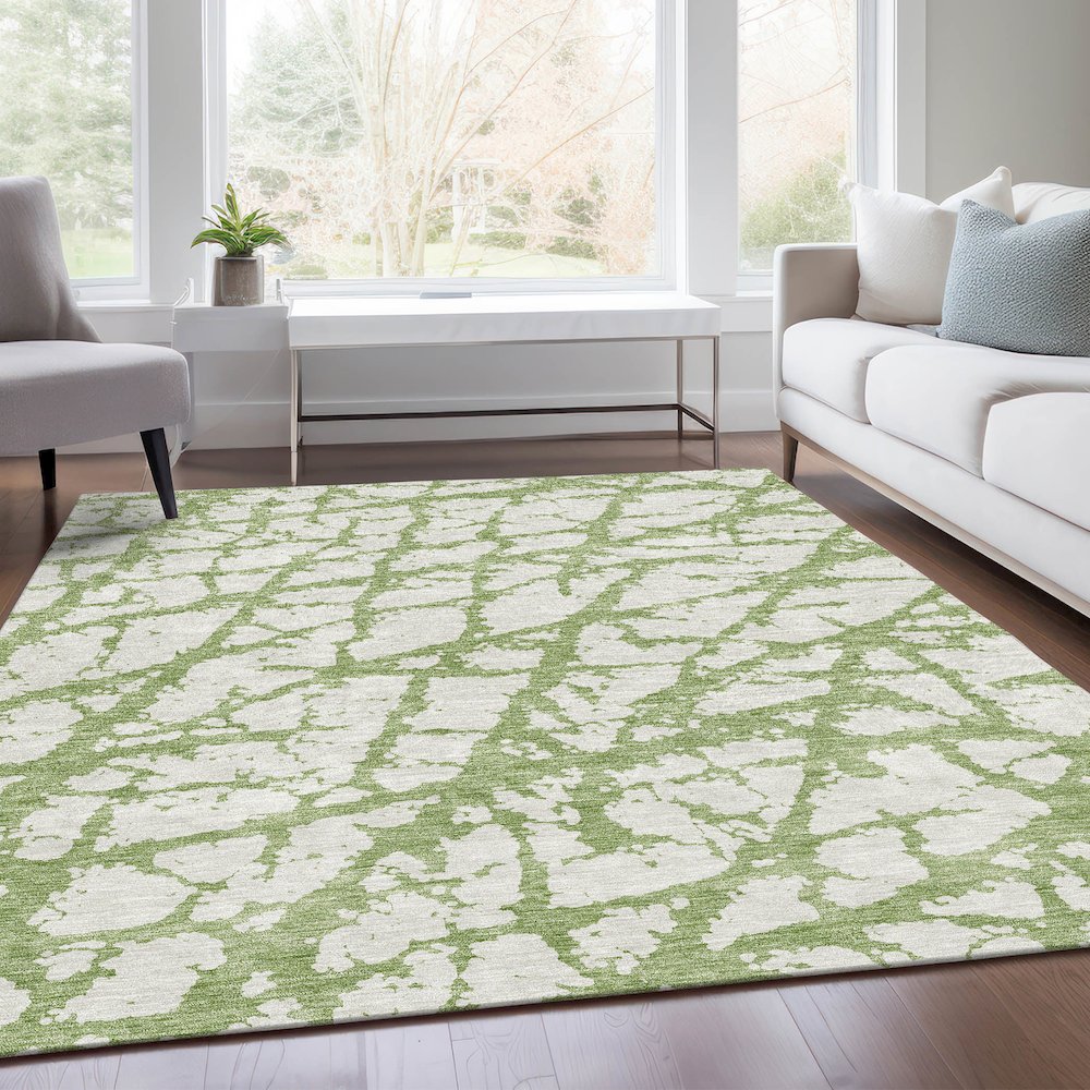Premium Machine Washable Mayfield AMF972 Green 2'6" x 3'10" Rug