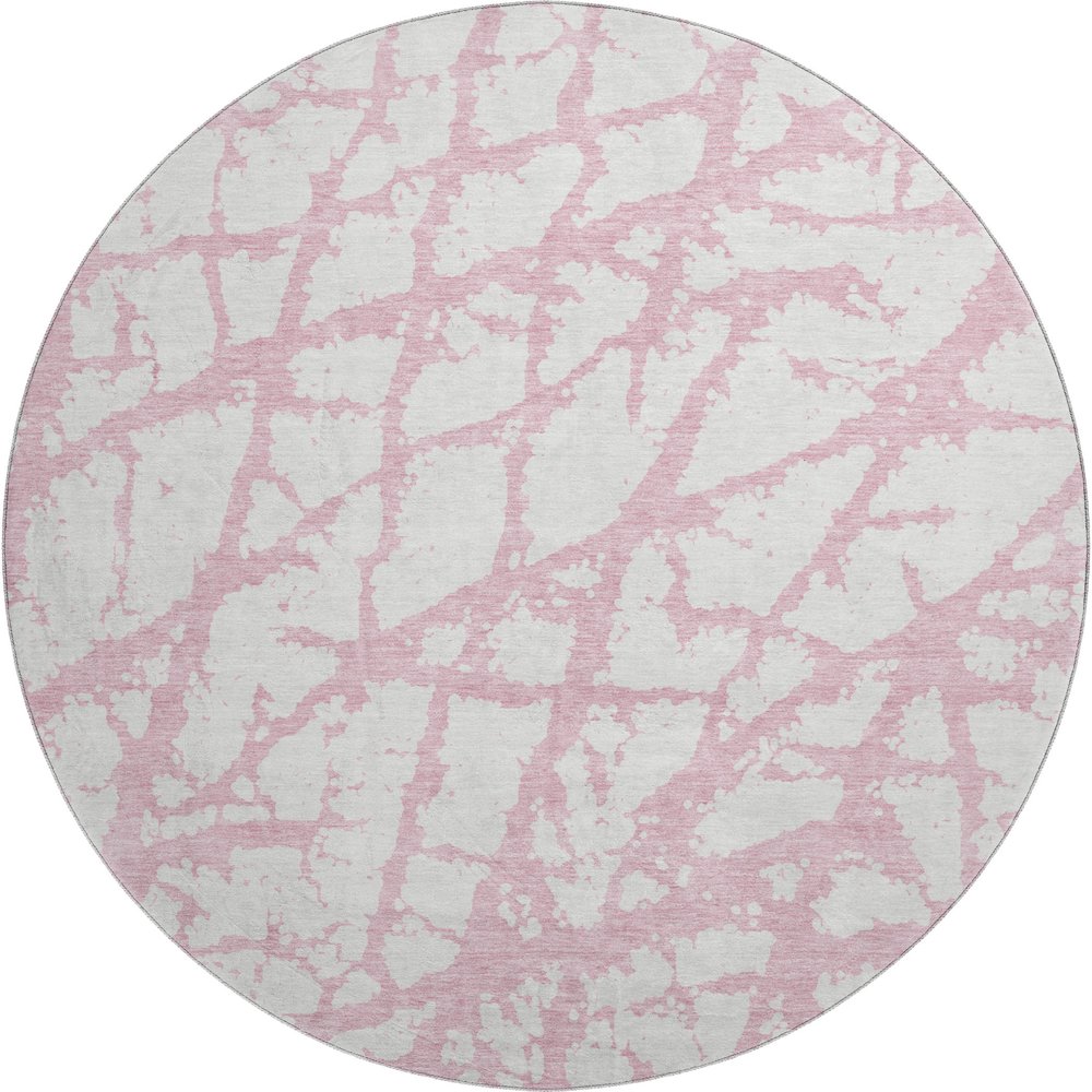 Premium Machine Washable Mayfield AMF972 Pink 8' x 8' Round Rug