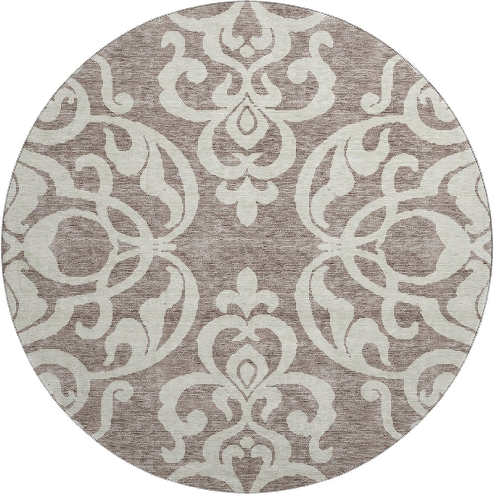 Premium Machine Washable Mayfield AMF973 Taupe 8' x 8' Round Rug