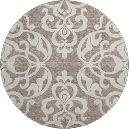 Premium Machine Washable Mayfield AMF973 Taupe 8' x 8' Round Rug