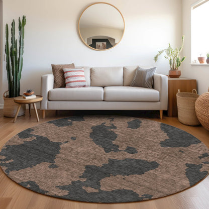 Premium Machine Washable Mayfield AMF975 Chocolate 8' x 8' Round Rug
