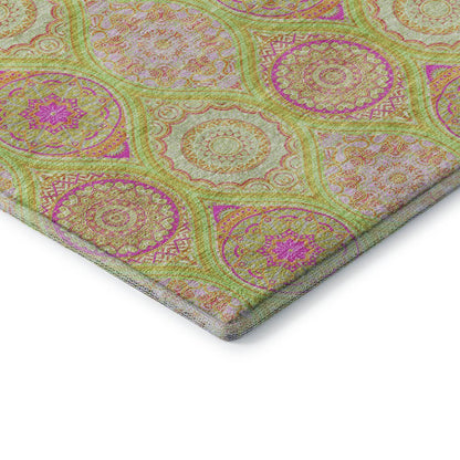 Premium Machine Washable Mayfield AMF976 Lime 1'8" x 2'6" Rug