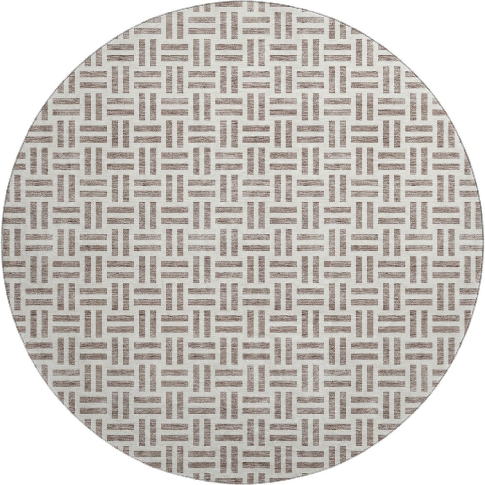 Premium Machine Washable Mayfield AMF978 Taupe 8' x 8' Round Rug