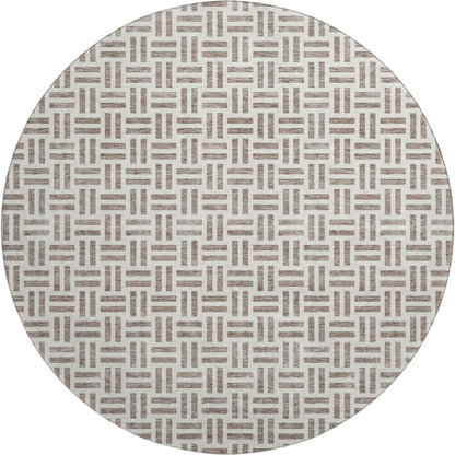 Premium Machine Washable Mayfield AMF978 Taupe 8' x 8' Round Rug