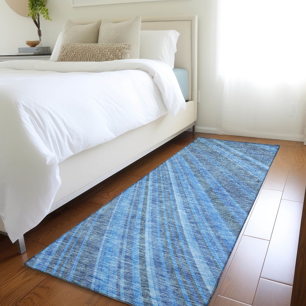 Premium Machine Washable Mayfield AMF981 Blue 2'3" x 7'6" Runner Rug