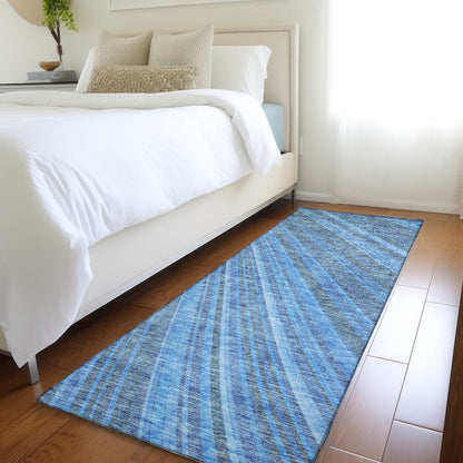 Premium Machine Washable Mayfield AMF981 Blue 2'3" x 7'6" Runner Rug