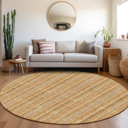 Premium Machine Washable Mayfield AMF982 Peach 8' x 8' Round Rug