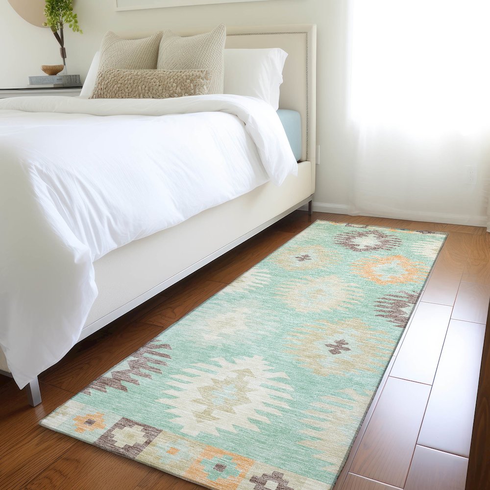 Premium Machine Washable Mayfield AMF983 Mint 2'3" x 7'6" Runner Rug