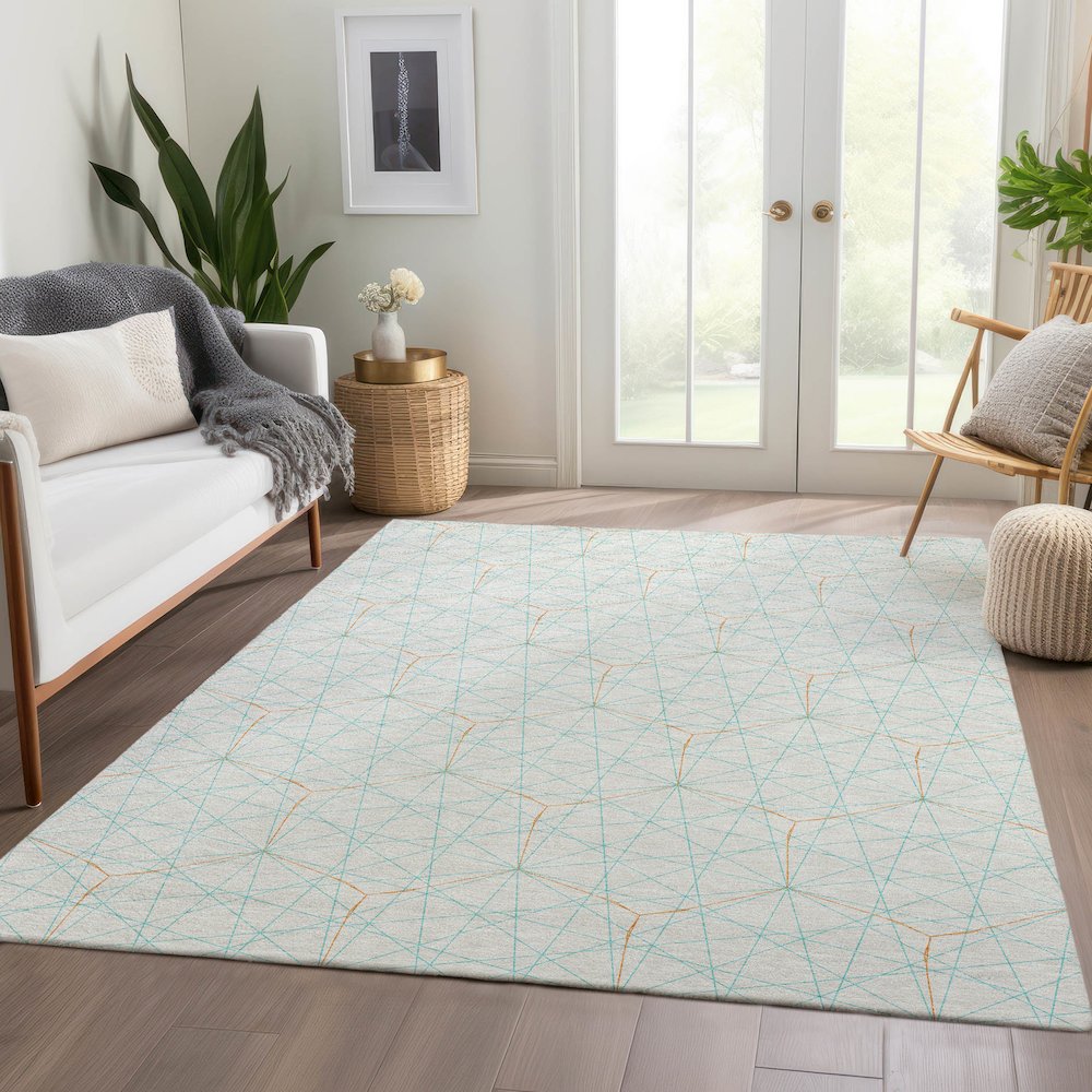 Premium Machine Washable Mayfield AMF987 White 2'6" x 3'10" Rug