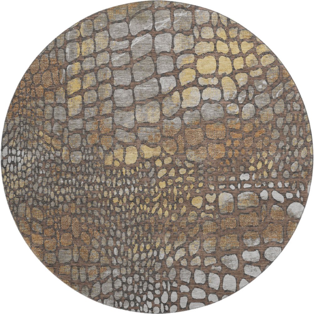 Premium Machine Washable Mayfield AMF988 Chocolate 8' x 8' Round Rug