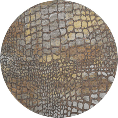 Premium Machine Washable Mayfield AMF988 Chocolate 8' x 8' Round Rug