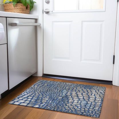 Premium Machine Washable Mayfield AMF988 Navy 1'8" x 2'6" Rug