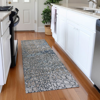 Premium Machine Washable Mayfield AMF988 Silver 2'3" x 7'6" Runner Rug
