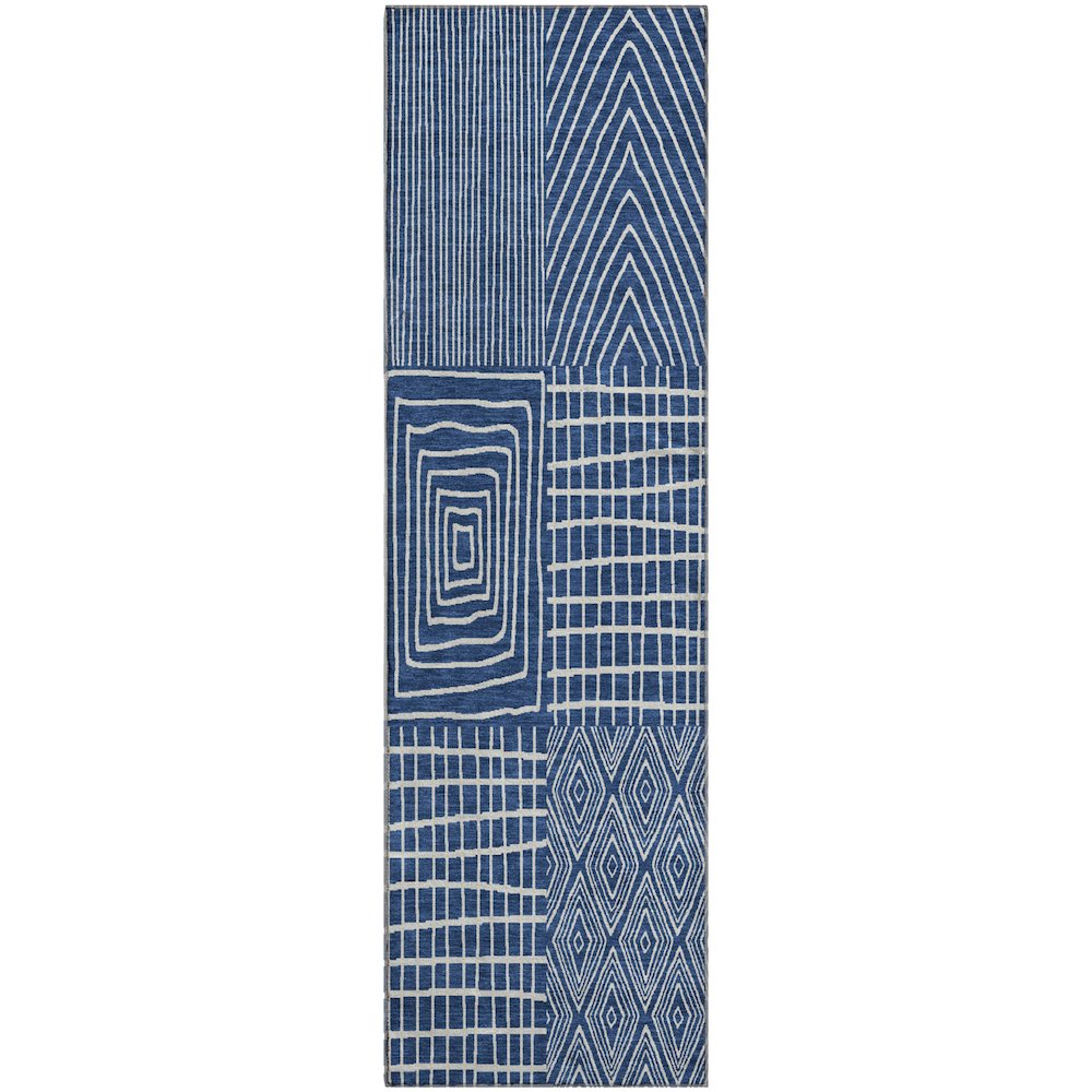 Premium Machine Washable Mayfield AMF990 Navy 2'3" x 7'6" Runner Rug