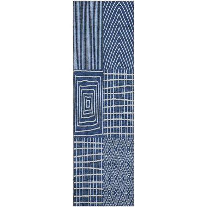 Premium Machine Washable Mayfield AMF990 Navy 2'3" x 7'6" Runner Rug