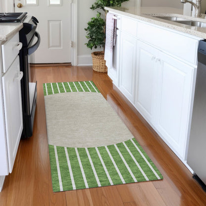Premium Machine Washable Mayfield AMF994 Green 2'3" x 7'6" Runner Rug