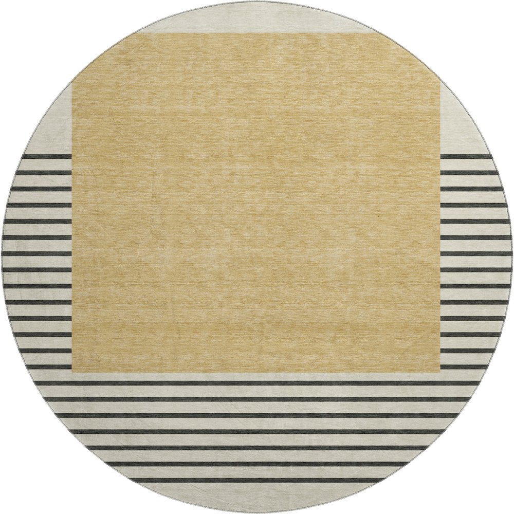 Premium Machine Washable Mayfield AMF995 Gold 8' x 8' Round Rug