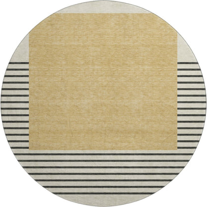 Premium Machine Washable Mayfield AMF995 Gold 8' x 8' Round Rug