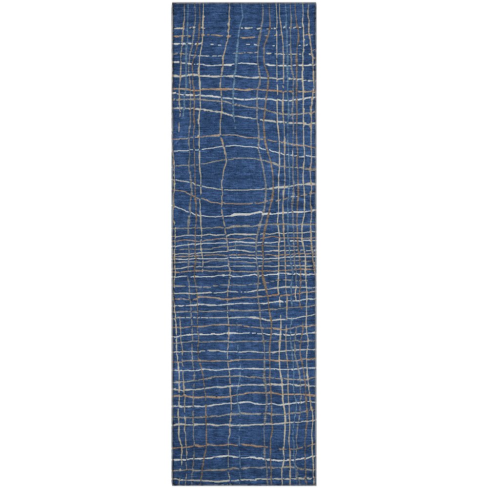 Premium Machine Washable Mayfield AMF998 Navy 2'3" x 7'6" Runner Rug