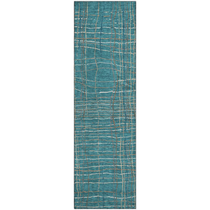 Premium Machine Washable Mayfield AMF998 Teal 2'3" x 7'6" Runner Rug