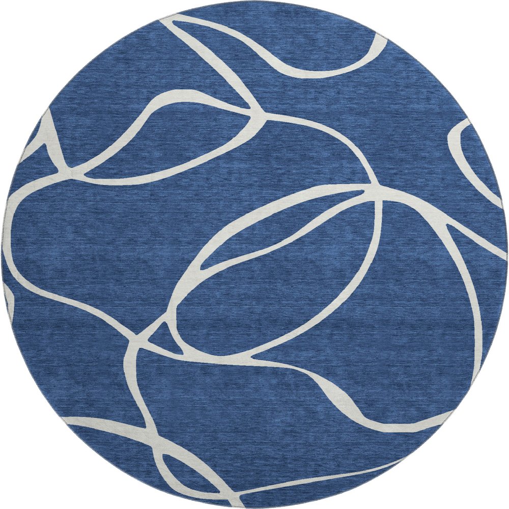 Premium Machine Washable Mayfield AMF999 Navy 8' x 8' Round Rug