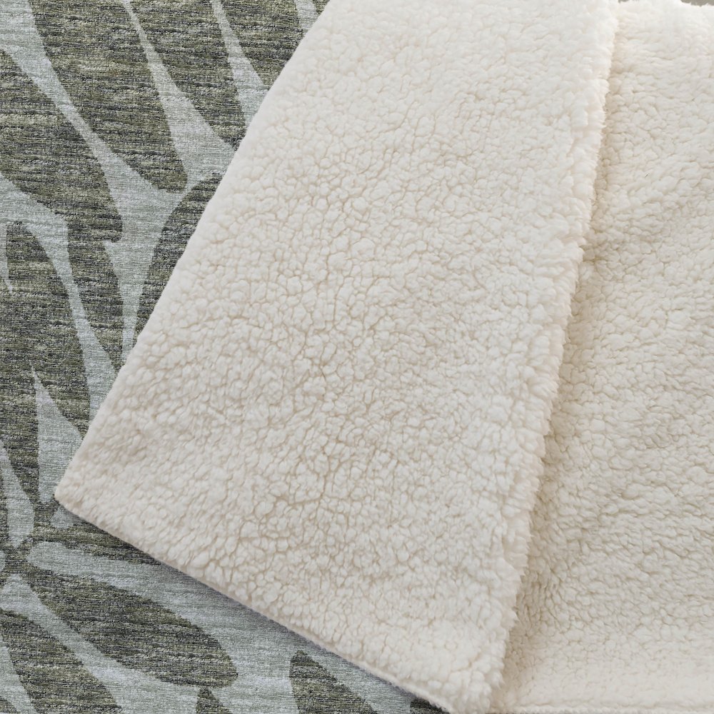 Premium Machine Washable ASB111 Green 50" x 70" Sherpa Throw Blanket