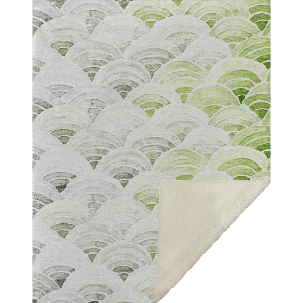 Premium Machine Washable ASB184 Green 50" x 70" Sherpa Throw Blanket