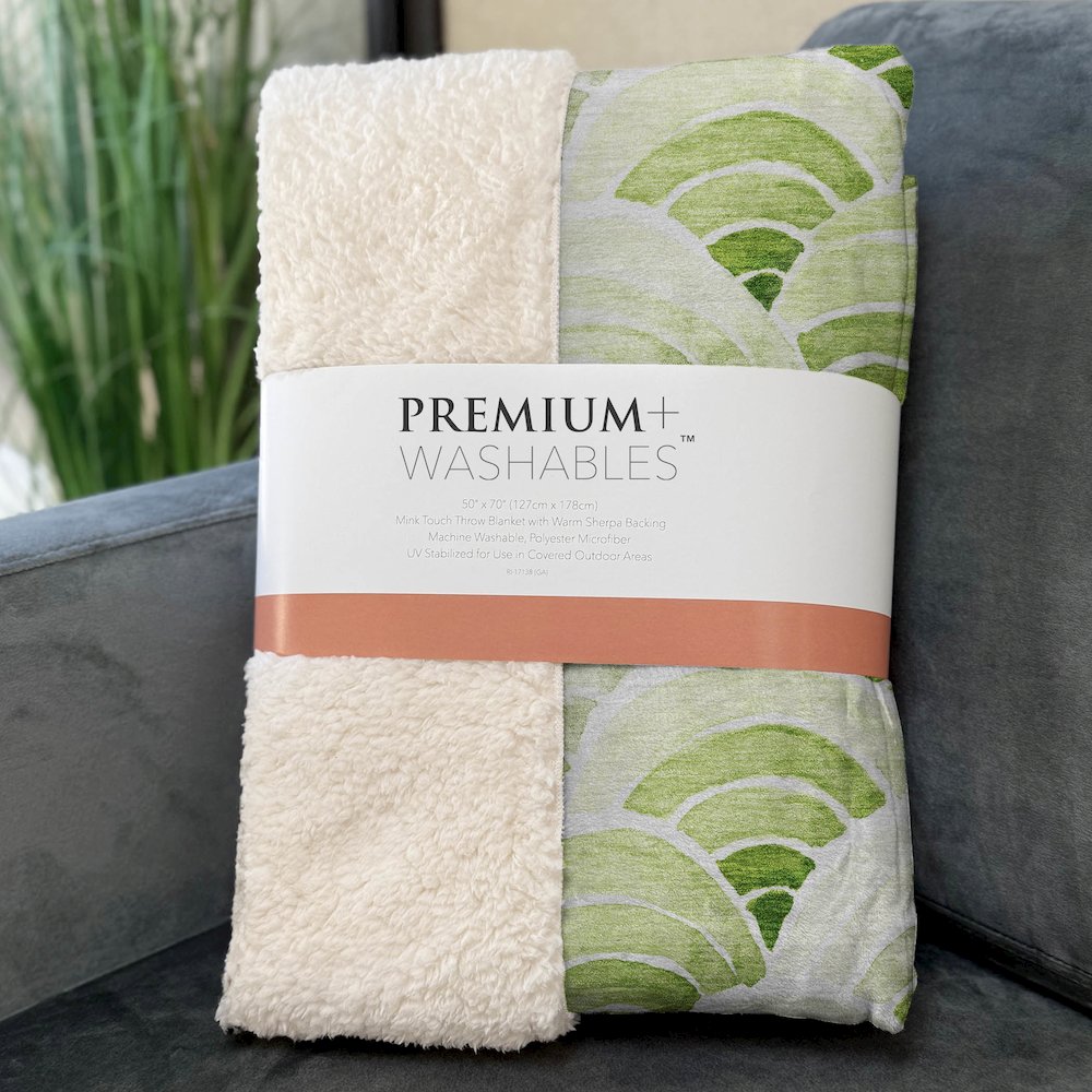 Premium Machine Washable ASB184 Green 50" x 70" Sherpa Throw Blanket