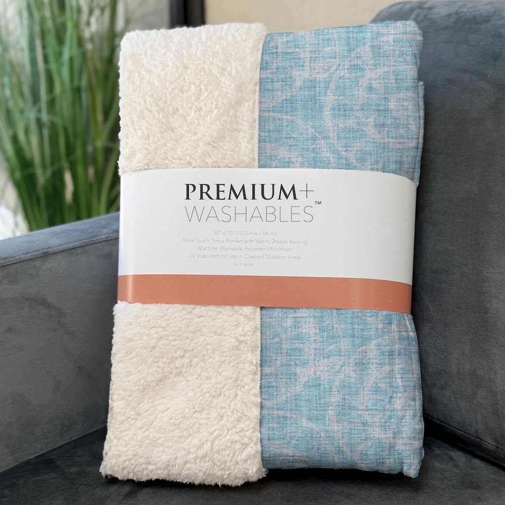 Premium Machine Washable ASB190 Aqua 50" x 70" Sherpa Throw Blanket