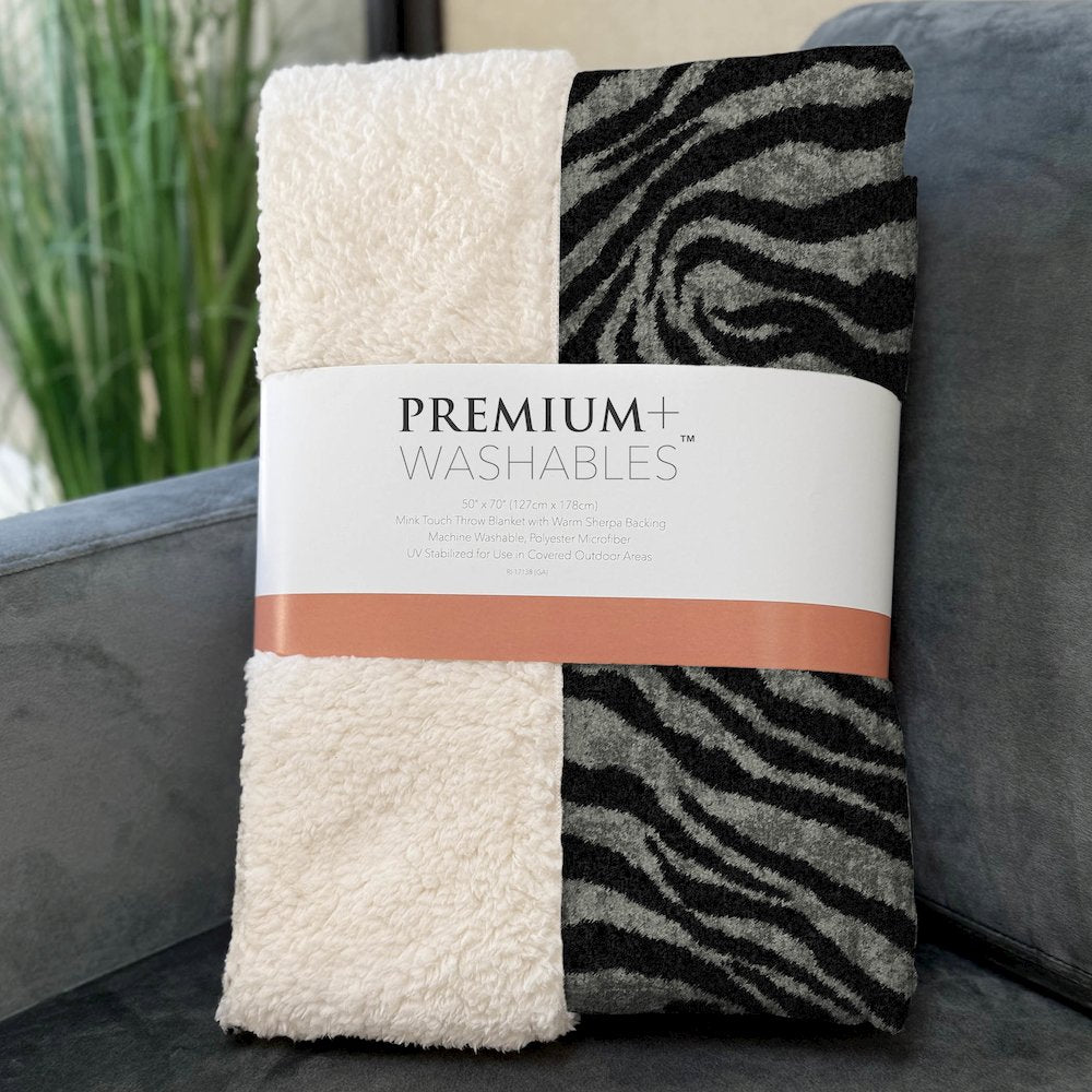 Premium Machine Washable ASB42 Shadow  50" x 70" Sherpa Throw Blanket