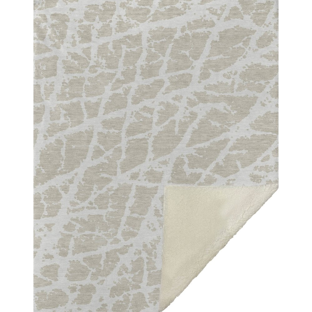 Premium Machine Washable ASB501 Beige 50" x 70" Sherpa Throw Blanket
