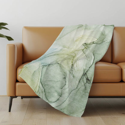 Premium Machine Washable ASB502 Green 50" x 70" Sherpa Throw Blanket