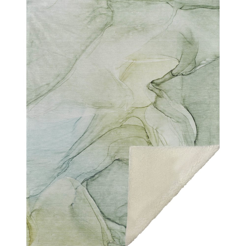Premium Machine Washable ASB502 Green 50" x 70" Sherpa Throw Blanket