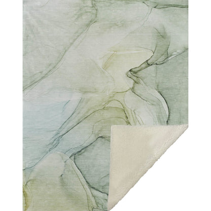 Premium Machine Washable ASB502 Green 50" x 70" Sherpa Throw Blanket