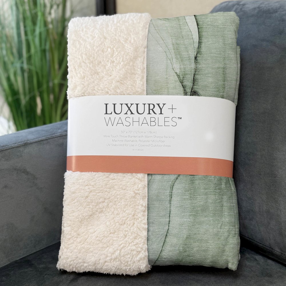 Premium Machine Washable ASB502 Green 50" x 70" Sherpa Throw Blanket