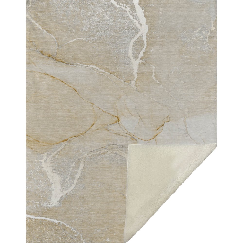 Premium Machine Washable ASB510 Beige 50" x 70" Sherpa Throw Blanket