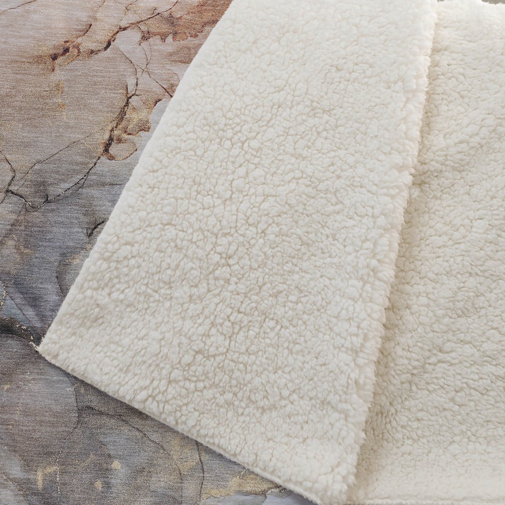 Premium Machine Washable ASB520 Beige 50" x 70" Sherpa Throw Blanket