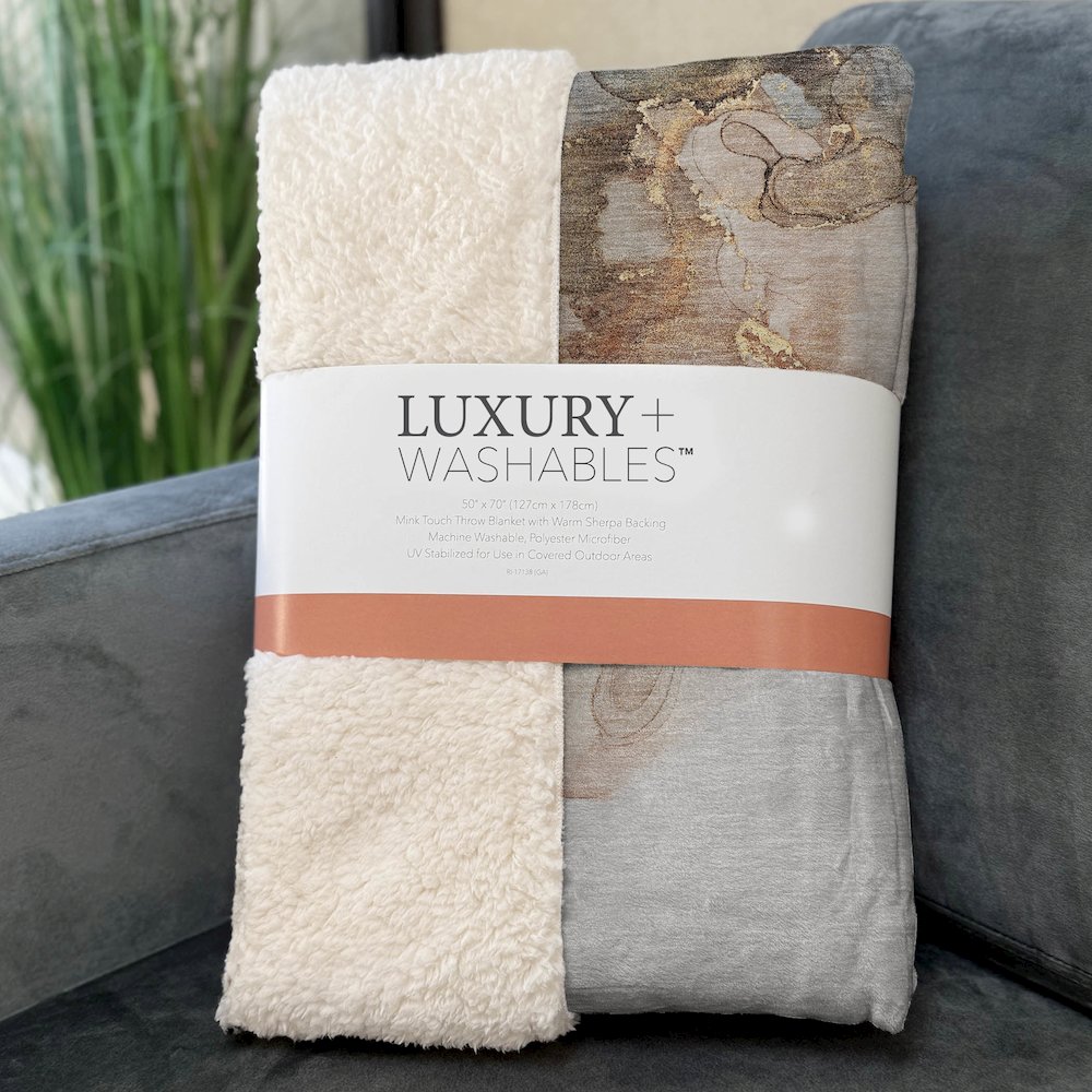 Premium Machine Washable ASB520 Beige 50" x 70" Sherpa Throw Blanket