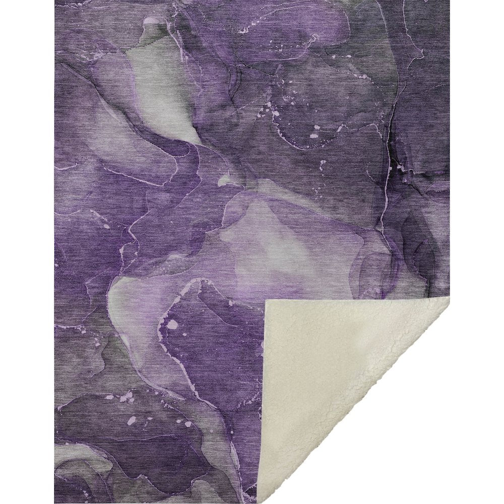 Premium Machine Washable ASB522 Purple 50" x 70" Sherpa Throw Blanket