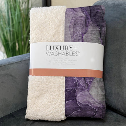 Premium Machine Washable ASB522 Purple 50" x 70" Sherpa Throw Blanket