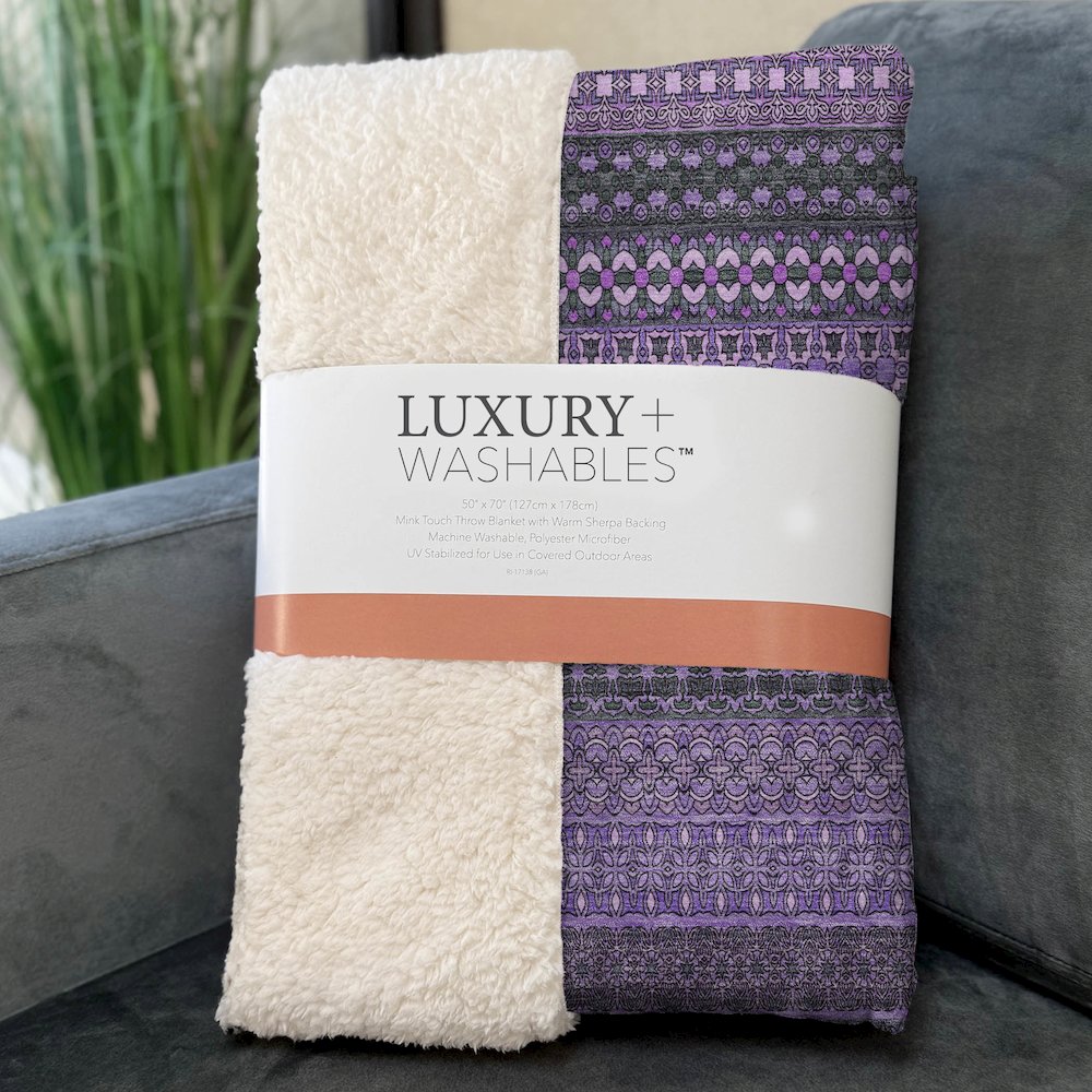 Premium Machine Washable ASB527 Purple 50" x 70" Sherpa Throw Blanket