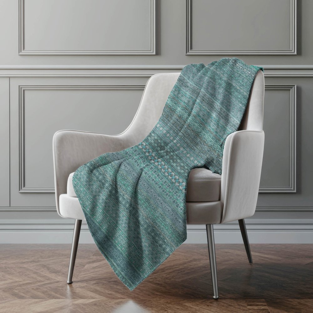 Premium Machine Washable ASB527 Turquoise 50" x 70" Sherpa Throw Blanket